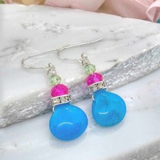 Orecchini pendenti argento pietra preziosa lacrima blu, moda donna, gocce scintillanti Orecchini bijoux price