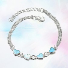 Bracciali Perline Cuore Blu Nappa Lega Moda per Gioielli Donna Orecchini bijoux price