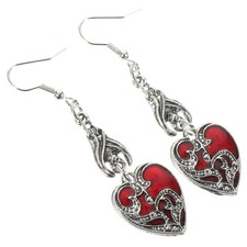 Orecchini Cuore Gioielli Gotici Halloween Pendenti Tema Rosso per Donna Orecchini bijoux price