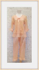 Nuovo pigiama manica 3/4 top pantalone champagne pizzo taglia S 706-5294 Pigiami Bebè price