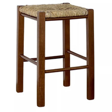 Sgabello bar legno seduta quadrata paglia h 47 cm noce scuro gamba dritti Bar Sgabello price