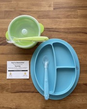 Gustoso set di piatti, ciotole e utensili in silicone per bambini blu/verde Feeding Plate price