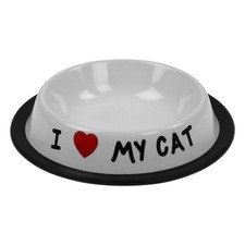 Piattino acciaio inox I love My Cat Pet cibo acqua piatto ciotola piatto alimentazione animali domestici Feeding Plate price