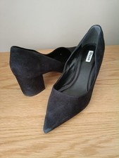 Scarpe corte DUNE London nere scamosciate tacco a blocco punta UK6 ufficio sera Scarpe Evening price