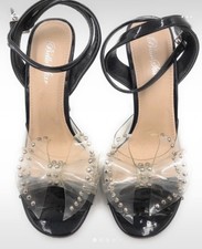 Scarpe da sera donna nere con tacchi alti e fiocco in plastica sulle dita dei piedi misura 36/3 Scarpe Evening price