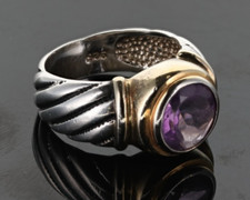 Anello Chateau d'Argent, pietra ametista viola argento 925 e fascia GP misura 6,5 Argento Wedding Band price