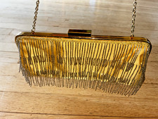 BCBGMAXAZRIA Borsa pochette da sera con frange e perline gialle Borsa Evening price