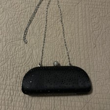 Pochette nera strass borsa da sera con chiusura tonda e tracolla catena argento Borsa Evening price