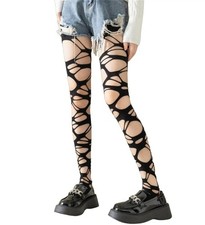 Collant a rete sexy nero strappato per donna collant a rete calze stile emo Pantyhose price