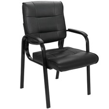 Sedia Ospiti in Pelle con Braccioli Imbottiti per Reception Riunione Conferenza Nera Ufficio Visitor Sedia price