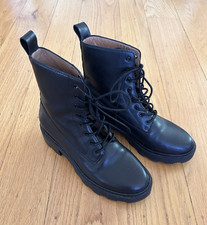 Madewell Stivaletti da combattimento donna neri in pelle stringati punta tonda gomma Stivali donna price