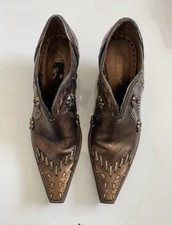 Stivaletti BCBG pelle bronzo metallizzato boho chic festival vintage Y2K taglia 7 Stivali donna price