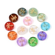 20x Perline di Vetro Vernice da Forno Trasparente Piatte Rotonde Libellula Gioielli Perline Sciolte Bead Paint price