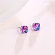Orecchini a perno zirconi tondi 8 mm placcati argento colore vivo per donna festa Colored Stone Orecchini price