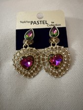 Orecchini placcati oro clip pastello superiore e superiore con pietra cristallo che cambia colore viola Colored Stone Orecchini price
