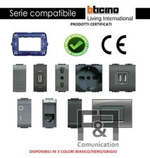 BTICINO LIVING LIGHT COMPATIBILE BIANCO PRESA SCHUKO TV PULSANTE DEVIATORE USB Interruttori price