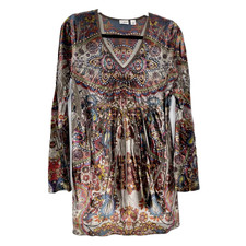 Top tunica babydoll Y2K Cato velluto arricciato taglia M paisley boho fata grunge Camicia Bebè price