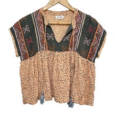 Camicetta boho babydoll ricamata THML stampa mista donna piccola ritagliata festival Camicia Bebè price