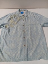 Tommy Bahama uomo 2XL 100% seta bambino blu foglie floreali hawaiane manica corta Camicia Bebè price
