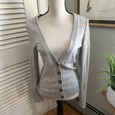 Banana Republic maglione donna piccolo grigio misto lana cardigan retrò Y2K grunge Maglione Bebè price