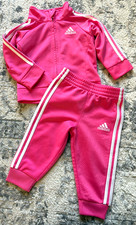 ADIDAS 6 mesi TUTA PISTA bambino RAGAZZA ROSA a righe atletica rosa GIACCA PANTALONI Tracksuit Bebè price