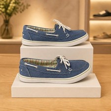 Scarpe da barca/mazzo in tela con lacci blu " Weymouth" più calde Regno Unito donna 7 STD Scarpe Boat Donna price