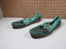 Ariat donna scarpe da barca Yuma in schiuma di mare e camoscio verde scuro 8,5 B usate in ottime condizioni Scarpe Boat Donna price