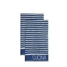Harman Set 2 Asciugamani da Tè Cucina Jacquard Terry 16" x 26" 100% Cotone Navy Cucina Towel price