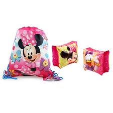 Disney Minnie Mouse Borsa a tracolla con coulisse per bambini + bonus nuoto braccia galleggianti Arm Bands Bambini price