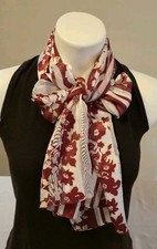 Sciarpa floreale a righe color ciliegia poliestere LUNGA 13x56 Scarf price
