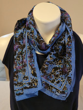 Sciarpa vintage Albert Nippon SETA Giappone blu nero oro viola LUNGA 50x10 Scarf price