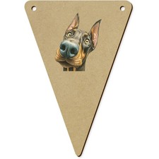 5 pennant/bandiere da 140 mm 'Ritratto di cane doberman divertente' (BN00097355) Flags & Pennants price