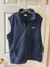 Giubbotto Columbia uomo pile blu navy taglia grande L tasche full zip Gilet outdoor price