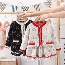Cardigan maglione e gonna alla moda bambino bambina maglia set 2 pezzi Natale Set Calze Ragazza price