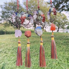 Natural Crystals 7 Chakra Tree of Life Raw Stone Tassel Car Wall Hanging Decor Natural Stone Decorazioni da Parete price