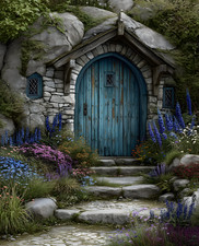 Porta blu 8x10 da parete in pietra con stampa artistica fiori - 467160137 Natural Stone Decorazioni da Parete price