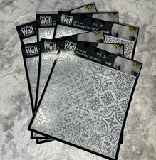 6x Piastrelle Intarsiate Argento Main Street Wall Creations Peel & Stick Decalcomania Rimovibile Natural Stone Decorazioni da Parete price