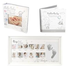 Cornice album foto ricordo bambino primo anno diario set cuori bianchi neonato Foto Frame-Album Bebè price