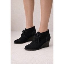 Stivaletti Lucky Brand donna 9,5 M LK Sway neri scamosciati zeppe stringate eleganti Wedge Heels price