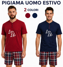 Pigiama Uomo Estivo SBADIGLI 100% Puro Cotone Corto Leggero Manica Corta L XL Pigiami uomo price