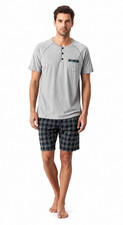 Pigiama Uomo Corto Mezza Manica VANUE Estivo 100% Cotone Leggero Blu Grigio Pigiami uomo price