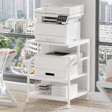 Supporto per stampante mobile con portaoggetti, carrello a 3 livelli, ruote bloccabili, bianco Carta Shredder price