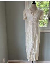 Abito da cocktail vintage ANNA avorio lungo pizzo occasione matrimonio taglia small Wedding Abito price