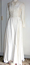 Abito da sposa vintage anni 40 morbido figurato rayon broccato girocollo taglia S Wedding Abito price