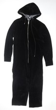 boohooMAN tuta uomo nera S velluto zip cappuccio pantaloni lounge Jumpsuit Uomo price