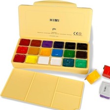 HIMI Set Pittura a Guazzo, Tazza Gelatina 18 Colori Vivaci (30ml/Pz (GIALLO) - Nuovo Gouache Paint price
