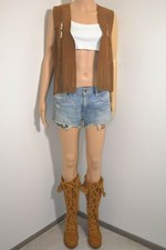 Giacca cappotto vintage Ragazze pelle scamosciata frange gilet Southwestern Boho Conchos XS Vest Ragazzo price