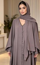 Ultimi 2 Pezzi Qualità Premium Outerstich Abaya Donna con Sciarpa Attaccata BAIGE Abaya price