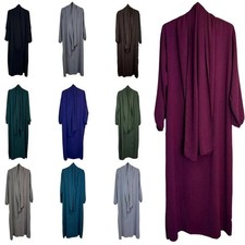 Abito donna Abaya tinta unita con hijab attaccato, donna manica lunga modesto UK Abaya price