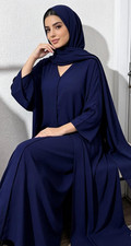 Ultimi 2 Pezzi Qualità Premium Outerstich Abaya da Donna con Sciarpa Attaccata BLU Abaya price